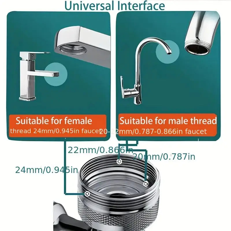 Boquillas de Agua Giratorias Univer, Ideales para Fregaderos de Cocina y Baño - Aireador de Grifo