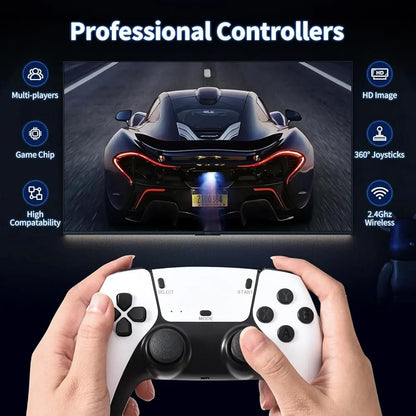 Consola de juegos retro 4K Gagan Traders: una consola nostálgica lista para usar con más de 20 000 juegos integrados y controladores duales inalámbricos de 2,4 G para dos jugadores.