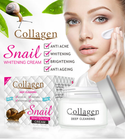 80 g de colágeno de caracol para crema facial hidratante de la piel antienvejecimiento blanqueador película protectora sábana facial cuidado de la piel