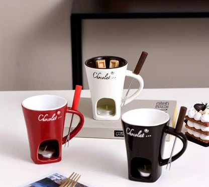Taza de Fondue de Chocolate - de cerámica con Calentador de chocolate