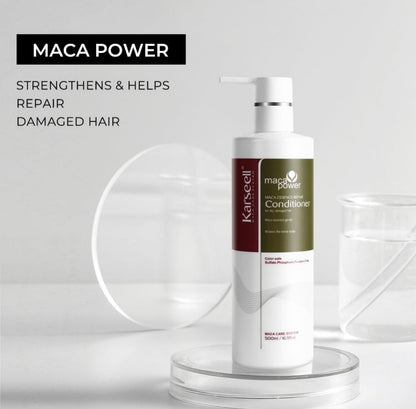 Karseell Acondicionador Pelo Reparador Maca Esencia Aceite de Argán, Reconstructor para Cabello Seco y Dañado, Hidratación Profunda, Antiencrespamiento, Todo Tipo de Cabellos, 500ml