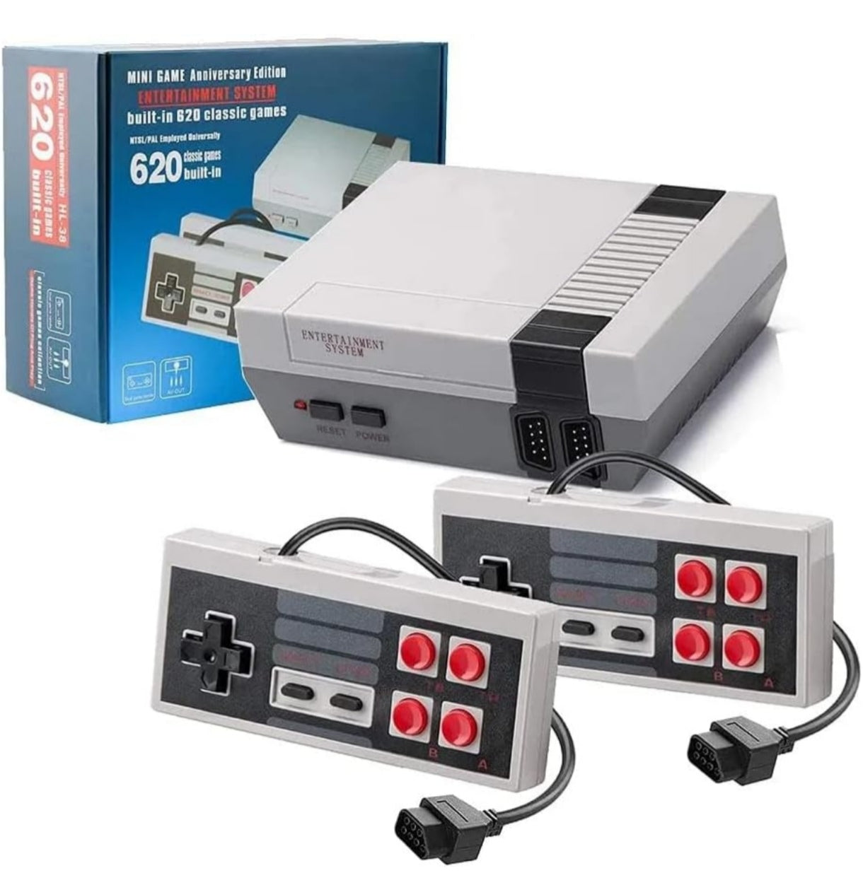 Mini Consola de Videojuegos Retro – 620 Juegos Clásicos Integrados Sistema de Entretenimiento con Salida AV | 2 Mandos Incluidos |