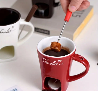 Taza de Fondue de Chocolate - de cerámica con Calentador de chocolate
