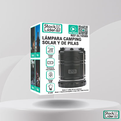 Lámpara camping solar y de pilas