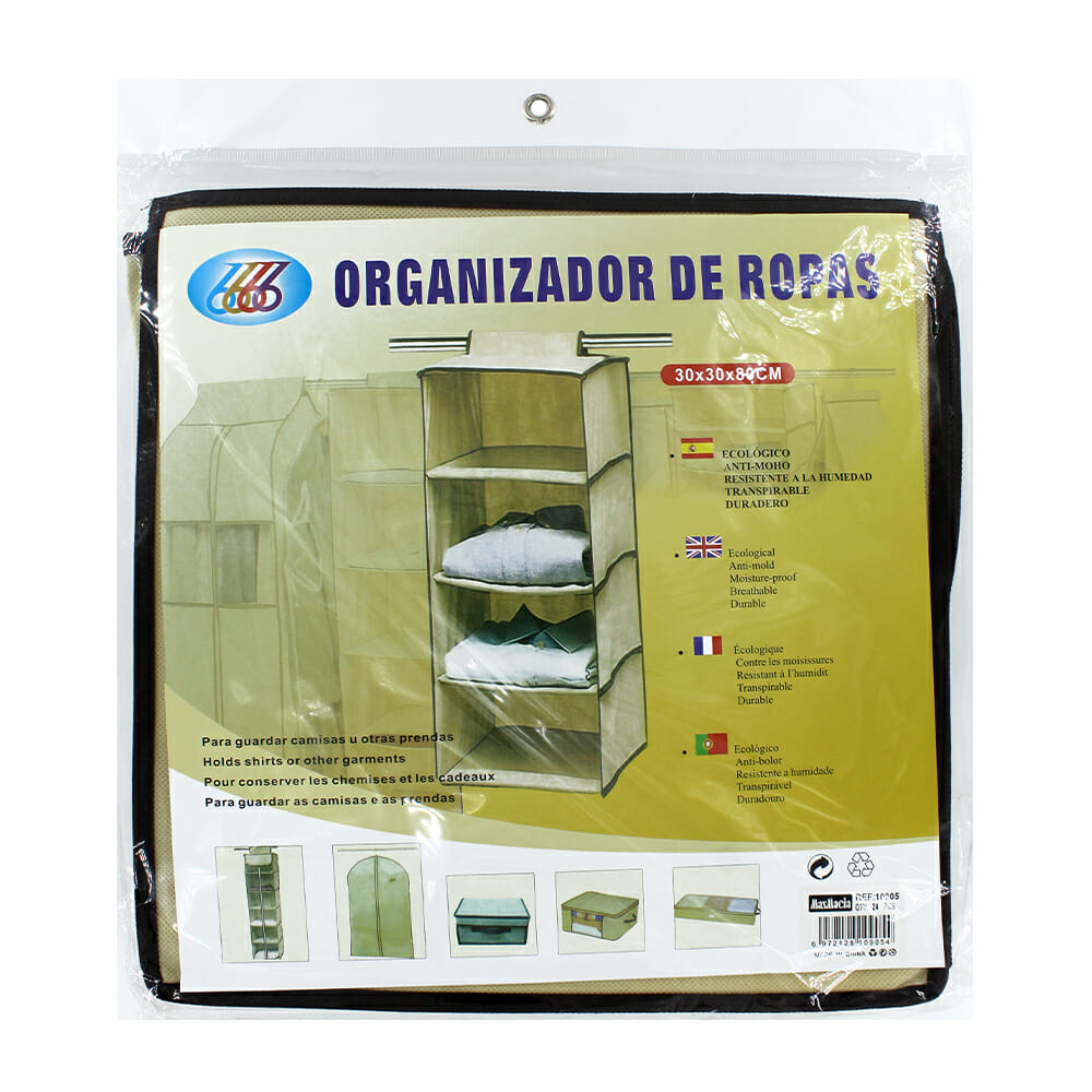 Organizador para ropa de 4 niveles 30x30x80cm