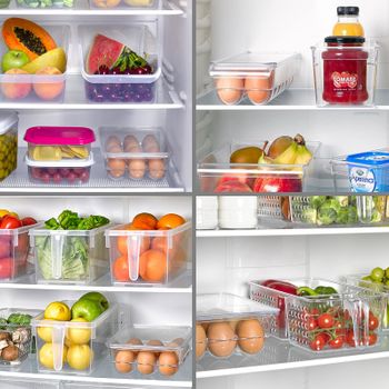 Organizadores De Nevera Handy Frigo Transparentes Con Asa.15 x 29 x 12