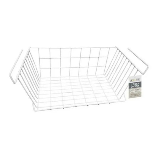 Cesta Bajo Estante Colgante Blanca 39x25x11cm.
