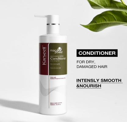 Karseell Acondicionador Pelo Reparador Maca Esencia Aceite de Argán, Reconstructor para Cabello Seco y Dañado, Hidratación Profunda, Antiencrespamiento, Todo Tipo de Cabellos, 500ml