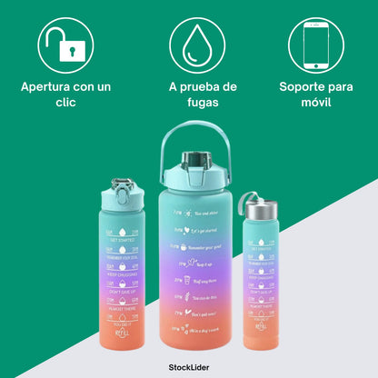 Pack 3 botellas deportivas redondas