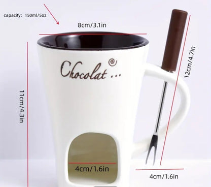 Taza de Fondue de Chocolate - de cerámica con Calentador de chocolate