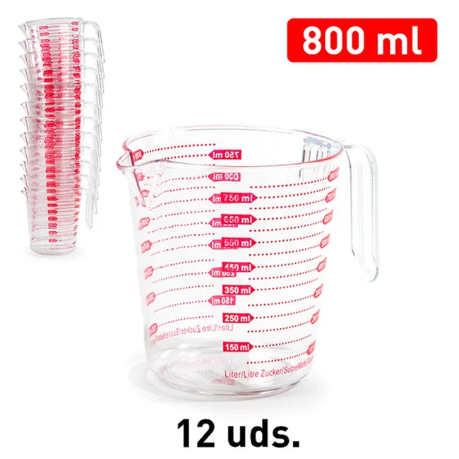 Jarra plástico 800 ml Mide tus ingredientes correctamente y con precisión con esta jarra medidora hecha de plastico. Con una capacidad total de 800 ml