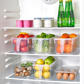 Organizadores De Nevera Handy Frigo Transparentes Con Asa.15 x 29 x 12