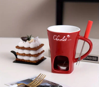 Taza de Fondue de Chocolate - de cerámica con Calentador de chocolate
