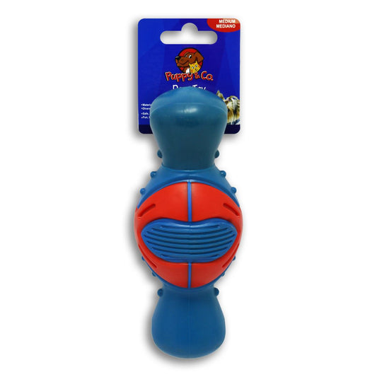 Juguete para perro plástico con sonido juguetón.