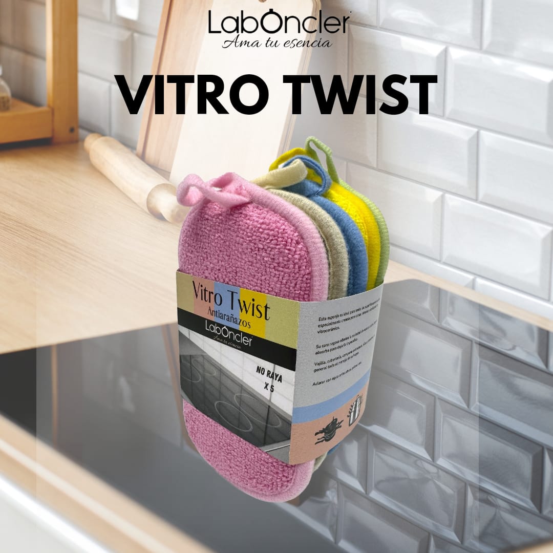 VITRO TWIST   x5
Antiarañazos
No raya
Esta esponja es ideal para todas las superficies pero ha sido especialmente creada para tratar, limpiar y abrillantar tu vitrocerámic