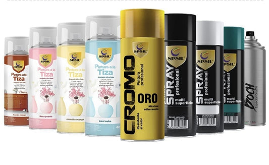 SPSIL Pintura Spray Metalizado 400ml, para Metal/Madera/Plástico (Aluminio 8596, Paquete