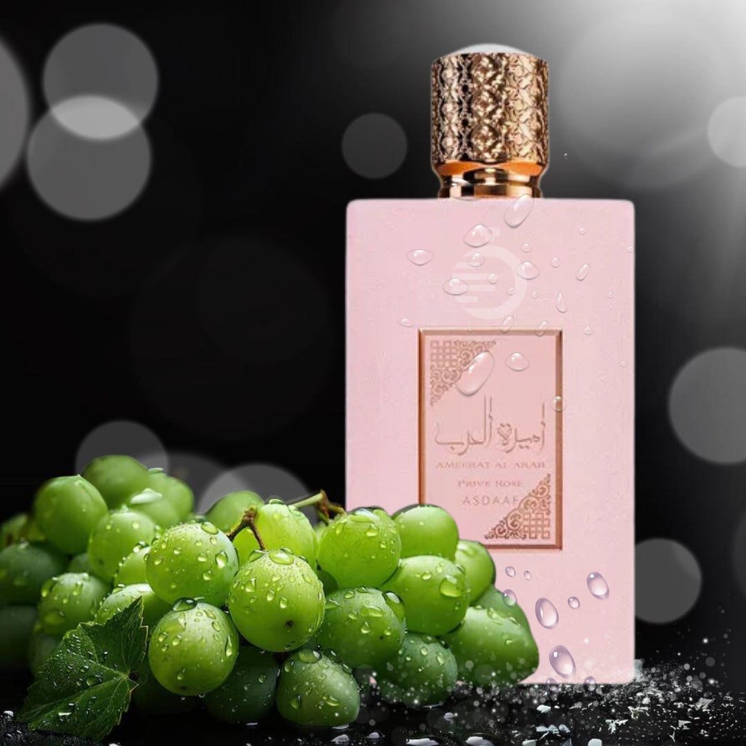 Ameerat Al Arab Prive Rose | EDP | 100 ml | Asdaaf

Con notas de salida de fresa, uvas y naranja, notas de corazón de rosa, almizcle blanco, gardenia, jazmín, ylang-ylang y azucena, y notas de fondo de ámbar,